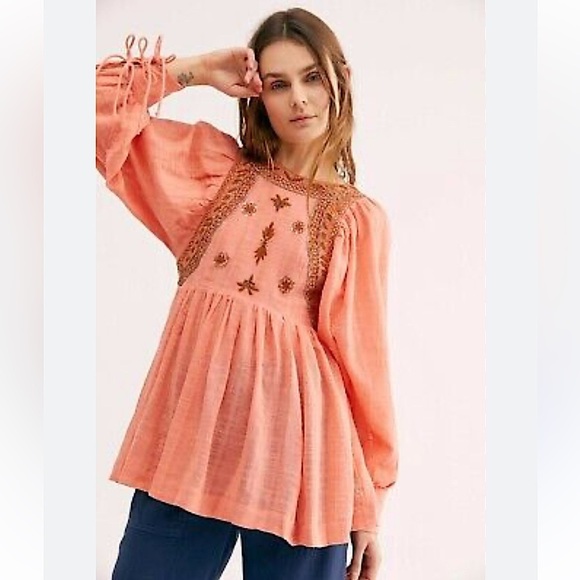 Free People Tops - Free People | Bali Birdie Top Tunic | Coral Beaded | Size XS